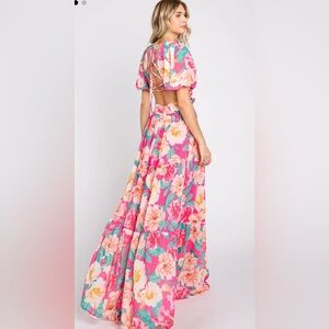 Flying Tomato Pink and Orange Floral Dress